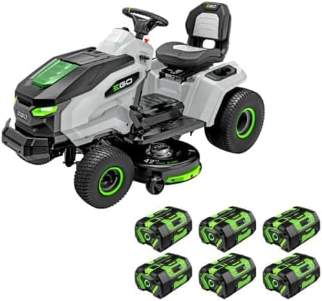 EGO Power+ Electric Riding Lawn Mower, 42" Deck Cordless Tractor, Includes (6) 56V 6.0Ah Batteries and Charger - TR4204