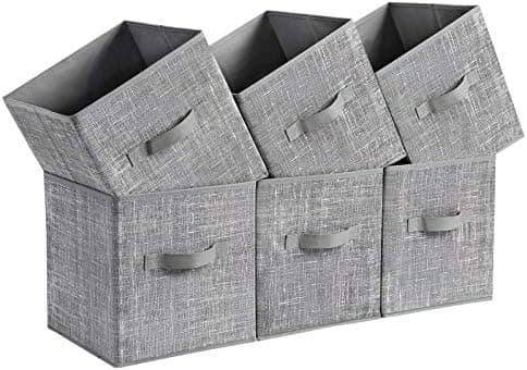 SONGMICS Storage Cubes, 11-Inch Non-Woven Fabric Bins with Double Handles, Set of 6, Closet…