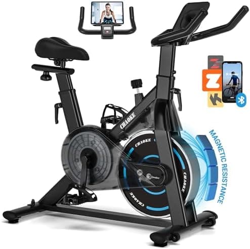 Exercise Bike, CHAOKE Quiet Adjustable Magnetic Resistance Stationary Bike for Home Cardio with App Compatible, 350LB Weight…