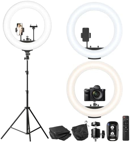 UBeesize 22'' Ring Light with 72'' Stand, 60W Large Ring Light with Phone Holder, Dimmable LED Light for Makeup Barber Stylist…
