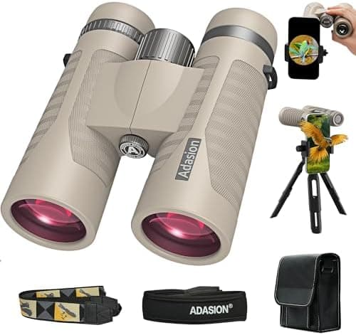 8x42 HD Binoculars for Adults High Powered with Phone Adapter and Tripod, Super Bright BAK4 Prism Waterproof Binoculars for Bird…