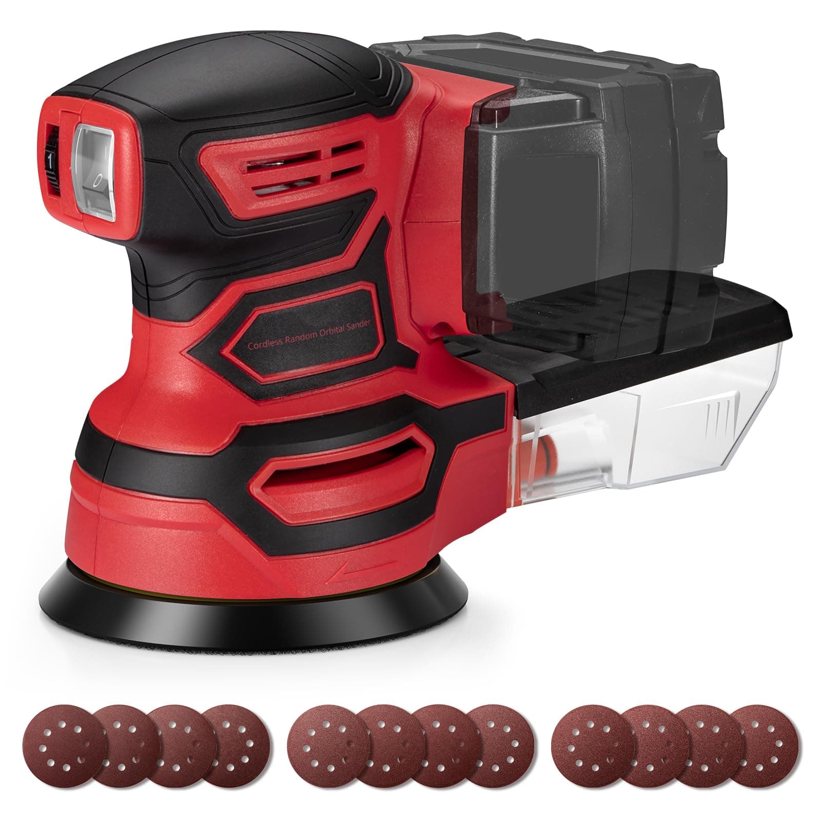 Cordless Random Orbital Sander for Milwaukee 18V Battery, Brushless 6-Speed (6000-12000 OPM), 125mm Pad, Dust Collection & 12pcs…