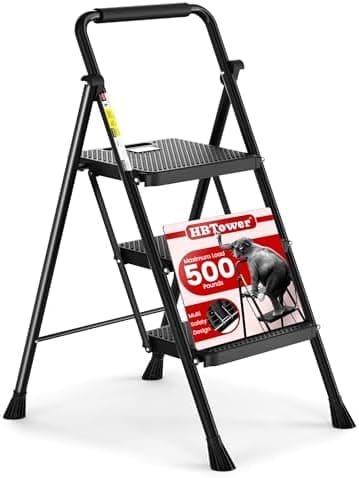 HBTower Step Ladder, Folding Step Stool with Wide Anti-Slip Pedal…