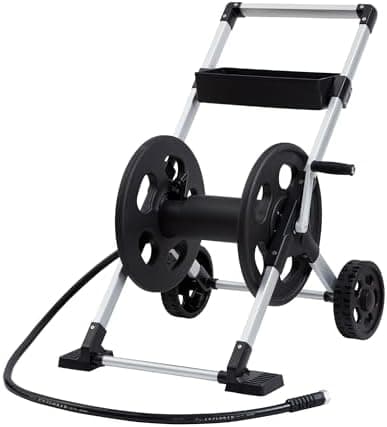 Liberty Garden 304 Explorer Two Wheel Hose Reel Cart, Aluminum, Holds 250-feet of 5/8" Hose, Silver/Black