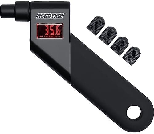 Accutire MS-4021B Digital Tire Pressure Gauge with 4 Valve Caps, 5-150psi (psi, bar, kPa, kg/cm2)