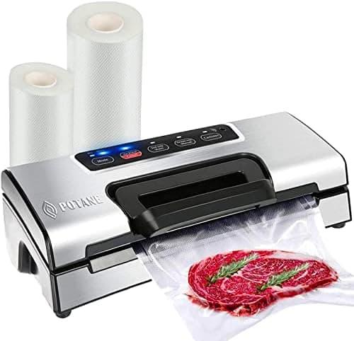 Potane Precision Vacuum Machine,Pro Food Sealer with Built-in Cutter and Bag Storage(Up to 20 Feet Length), Both Auto&Manual…