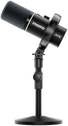 MAONO PD200W Hybrid Wireless Podcast Microphone for PC, Dynamic XLR USB Mic with Desktop Stand, Software…