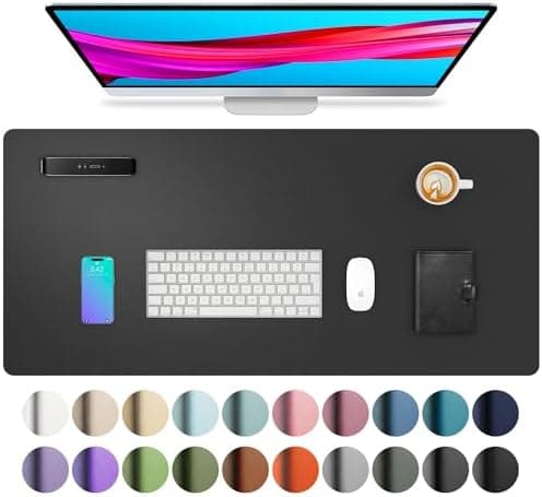 Aothia Leather Office Desk Pad Protector, Non-Slip PU Leather Desk Blotter, Waterproof Laptop Writing Mouse Pad for Office and…