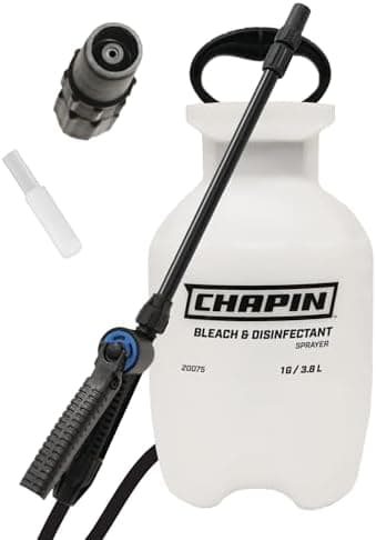Chapin 20075 Bleach Pump Sprayer, 1‑Gallon, Lawn & Garden, Bleach‑Resistant Poly Tank, Funnel‑Top, Anti‑Clog Filter, Adjustable…