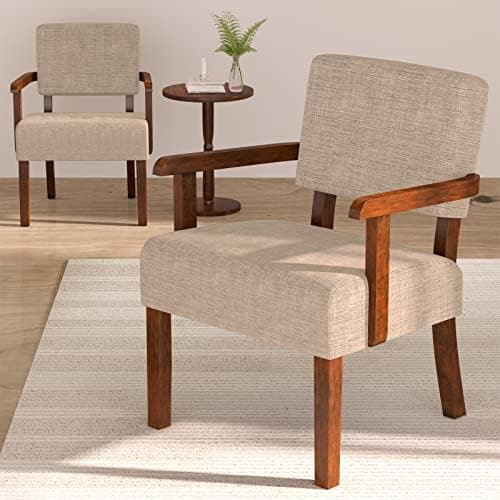 FAGAGA Accent Chairs Set of 2 with Table, Living Room Chairs with Soft Seat and Armrests for Living Room Bedroom Reading Room…