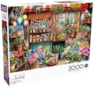 Buffalo Games Jigsaw Puzzles for Adults 2000 Pieces - Tom Wood - The Flower Shop - Hard Adult Puzzle with Reference Poster, Fun…