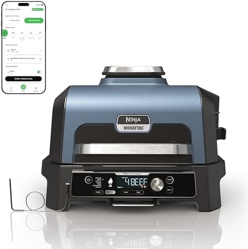 Ninja OG951 Woodfire Pro Connect Premium XL Outdoor Grill & Smoker, Bluetooth, App Enabled, 7-in-1 Master Grill, BBQ Smoker…