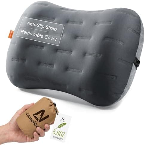 Inflatable Camping Pillow - Ultralight Compact Air Pillow for Travel, Backpacking & Hiking - Ergonomic Neck & Lumbar Support…