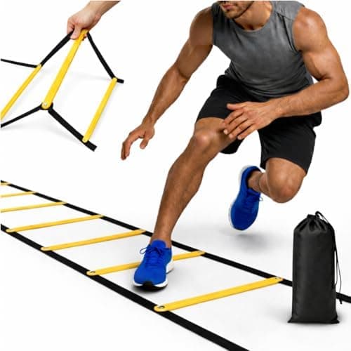 SOFTSOUL Tangle Free Agility Ladder, 12 Fixed Rungs, Heavy Duty Speed & Footwork Training Ladder for Football Soccer Basketball…
