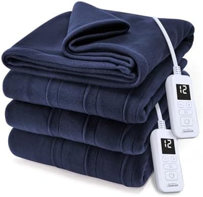 Sunbeam Royal Ultra Fleece Heated Electric Blanket Queen Size, 90" x 84", 12 Heat Settings, 12-Hour Selectable Auto Shut-Off…