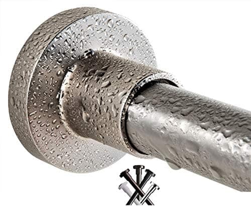 BRIOFOX Tension Curtain Rod 43-73 Inches Brushed Nickel, Rustproof and Non-Slip and Heavy Duty…