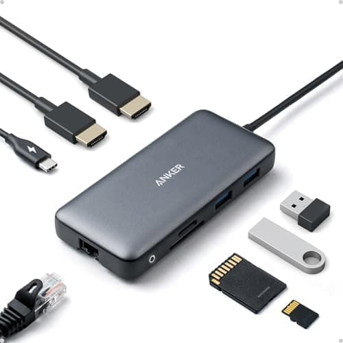 Anker Laptop Docking Station Dual Monitor, 8-in-1 USB C Hub, 4K Dual Monitor with 2 HDMI, 1 Gbps Ethernet Hub, 85W Power…