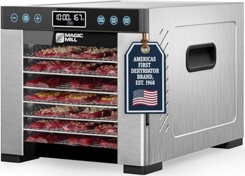 Magic Mill Pro Food Dehydrator Machine | Powerful 600W Rear Fan Even-Drying System | 7 Full-Size Stainless…
