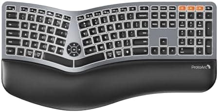 Backlit Bluetooth Ergonomic Keyboard, ProtoArc EK01 Plus Full Size…