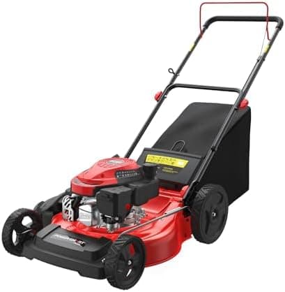 PowerSmart EasyGlide 21-Inch Gas Lawn Mower, 144cc 4-Stroke OHV Engine, Push Walk-Behind, 3-in-1 Mulch/Bag/Side Discharge, Steel…