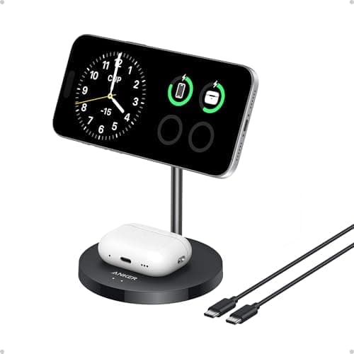 Anker MagSafe Compatible MagGo Charger Stand, iPhone 17 Wireless Charger, 2-in-1 Charging Station, Qi2 Certified 15W Fast…