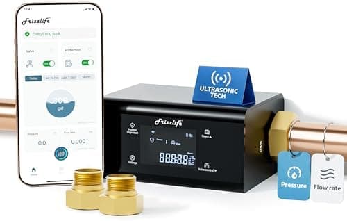 Frizzlife LP365-P Smart Water Monitor and Automatic Shutoff - 0.01 GPM Ultrasonic Micro Leak Detection, Wi-Fi…