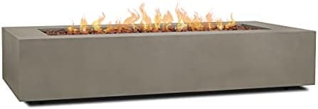 Real Flame Aegean 70in Rectangle Propane or Natural Gas Fire Pit Table, 65,000 BTU, Powder-Coated Steel, Push-Button Ignition…