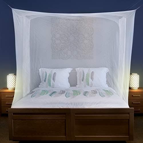 Mosquito Net for Single to King-Sized Beds – 2 Side Openings & 6 Hanging Loops – Decorative Rectangular Shape…