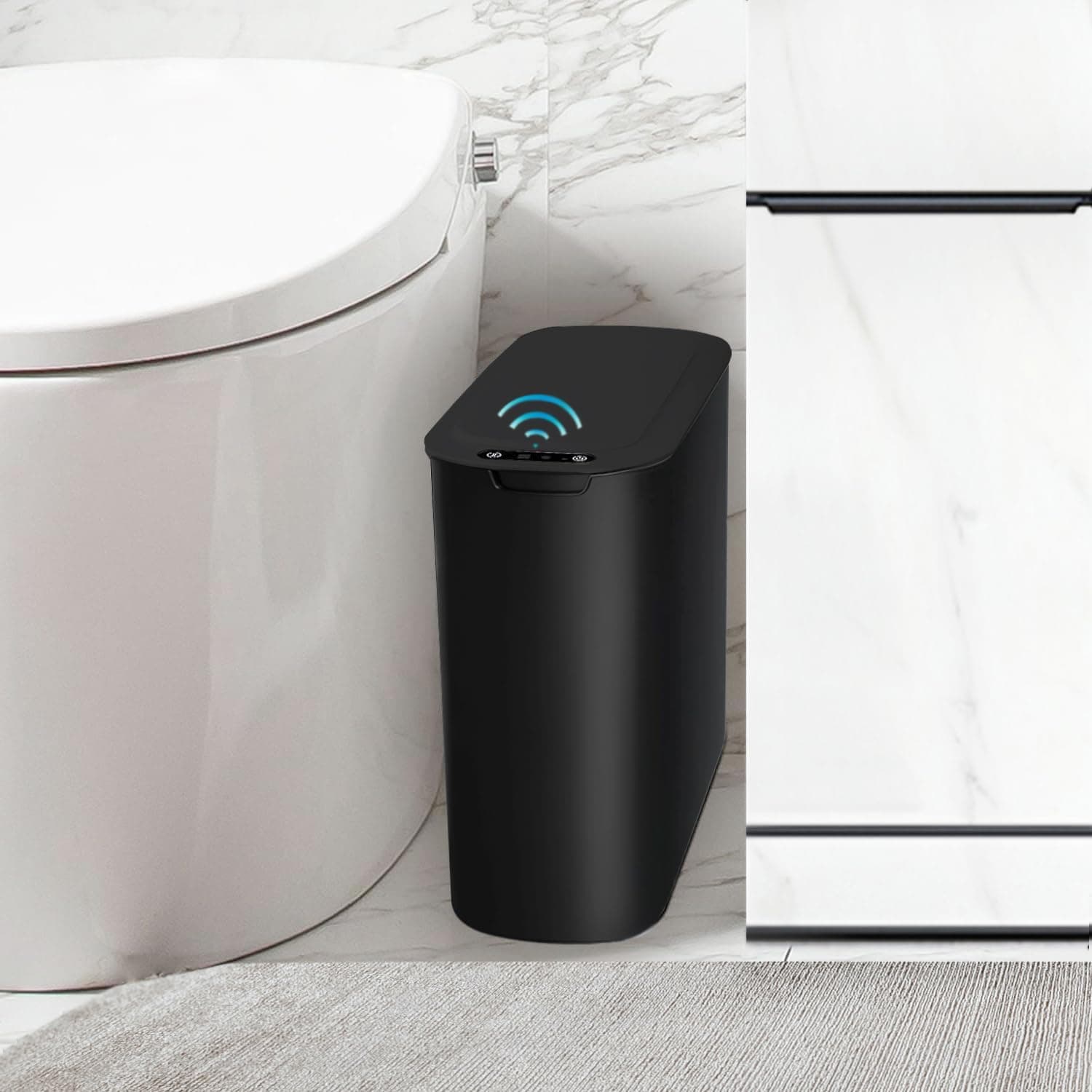 TIPGO Automatic Motion Sensor Bathroom Trash Can with Lid, 2.6 Gallon Touchless Trash Bin, Smart Garbage Can…