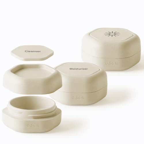 Cadence Capsules - Basic Skincare Set, Sand - Three Small Containers with Magnetic Lids - 100% Leak Proof & TSA Approved for…