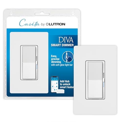 Lutron Diva Smart Dimmer Light Switch with Wallplate for Caseta Lighting (Lutron Smart Hub Required), for LED…