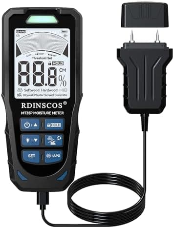 Pinless & Pin-Type Moisture Meter for Wood, Drywall & Concrete | Digital Moisture Tester, Audible Alarm, HOLD Function, Ideal for…