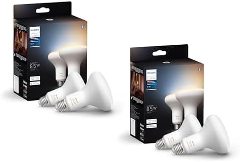 Philips Hue BR30 85W Smart LED Light Bulbs - White Ambiance - 4 Pack…