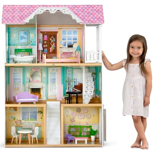 Delta Children MySize Dollhouse - Large 3-Story Dollhouse with 7 Rooms Includes 12 Accessories - Fits 12-inch Dolls - Pretend…