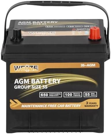 Weize Platinum AGM Battery BCI Group 35 Automotive Battery, 100RC…