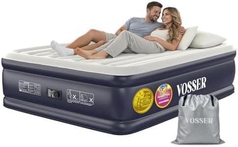 VOSSER Air Mattress Queen with Built-in Pump, 18" Raised Inflatable Blow Up Mattress,Upgraded Heavy Duty Portable Air Bed for…