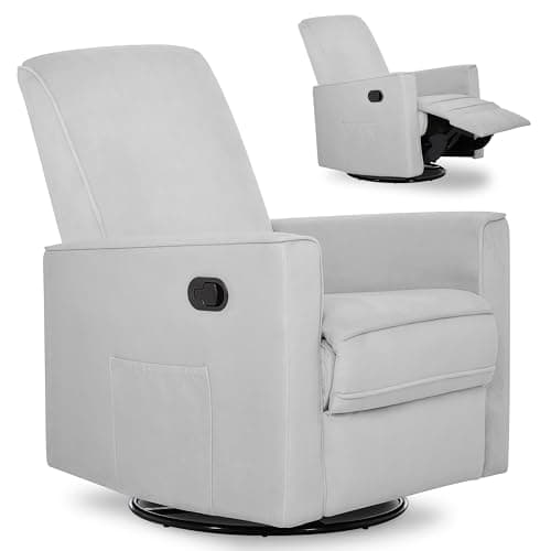 Evolur Raleigh Upholstered Manual Glider Recliner– Rocking & 360°…