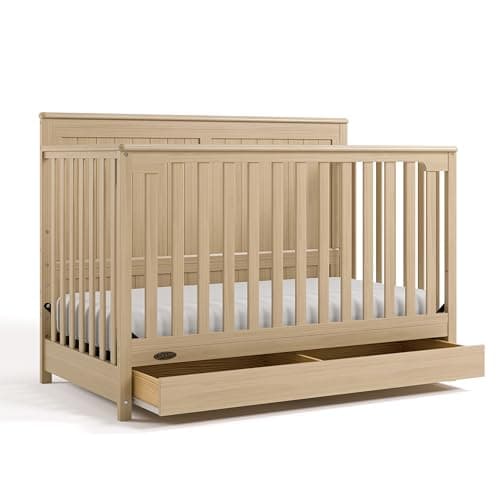Graco Hadley 5-in-1 Convertible Crib with Drawer – GREENGUARD Gold Certified, Fits Standard Crib Mattress, Converts to Toddler…