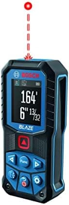 Bosch GLM165-22 165 Ft Blaze Laser Distance Measure, Includes 2 AA Batteries, Belt Clip, & Pouch