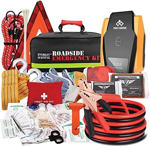 Everlit Survival Car Emergency Kit, Roadside Safety Tool Kit with Gloves,Digital Auto Air Compressor Tire…
