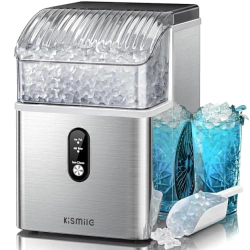 Kismile Nugget Ice Makers Countertop,Portable Ice Machine with Crushed Ice, 35lbs/Day,Self-Cleaning,One-Click Operation for Home…