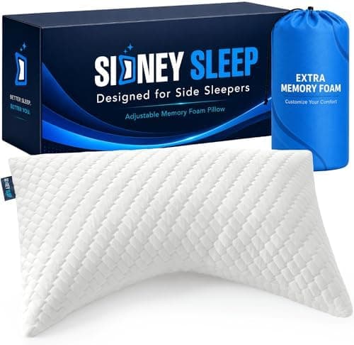 Sidney Sleep Adjustable Curved Pillows for Neck and Shoulder Support with Extra Shredded Fill - Cervical Contour Pillow for Side…