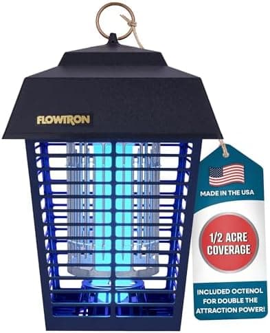 Flowtron Electric Bug Zapper 1/2 Acre Outdoor Insect Control with Dual Lure Method, 15W UV Light &…