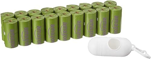 Amazon Basics Premium Leak Proof Dog Poop Bags with Dispenser and Leash Clip, Lavender Scented, 13" x 9", 270 Count (18 Rolls of…
