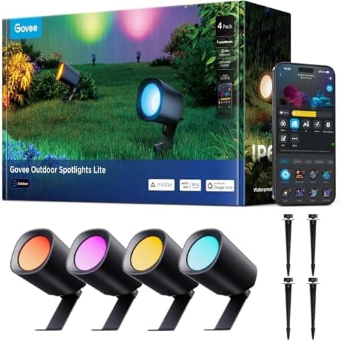Govee Outdoor Spotlights Lite 4 pack, IP67 Waterproof Spotlights, Landscape Lighting Work with Alexa, Matter and Google…