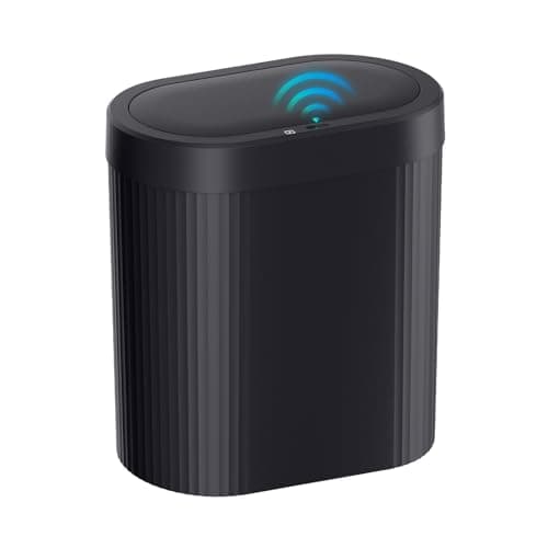 jinligogo 5 Gallon Bathroom Trash Can with Lid, Automatic Motion Sensor Black Trash Can, Touchless Slim Waterproof Garbage Bin…