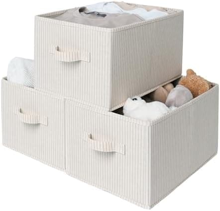 StorageWorks Foldable Shelf Organizer Bins, Closet Storage Baskets for Clothes, Fabric Storage Bins for…