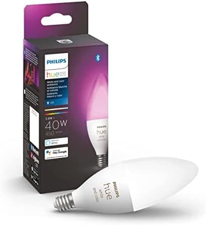 Philips Hue Smart 40W B39 Candle-Shaped LED Bulb - White and Color…