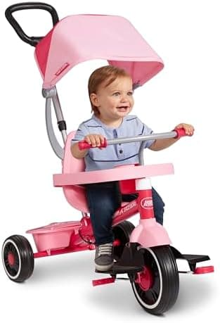 Radio Flyer 4-in-1 Stroll 'N Trike, Ages 1-5, Toddler Tricycle & Stroller, Foam Tires, Push Handle…