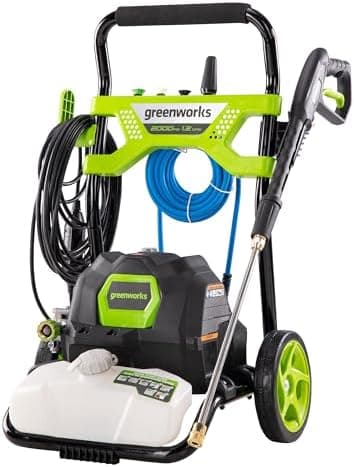 Greenworks 2000 PSI (1.2 GPM) Electric Pressure Washer (25°, 40°, Soap, and Turbo Nozzle) For Use On Decks, Fences, Concrete…